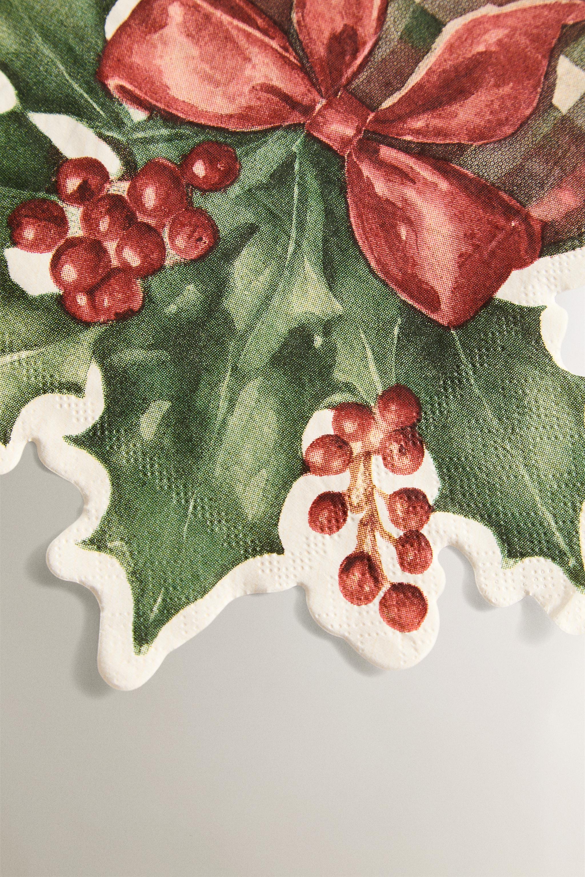 SET OF CHRISTMAS HOLLY LEAF PAPER NAPKINS (SET OF 20)